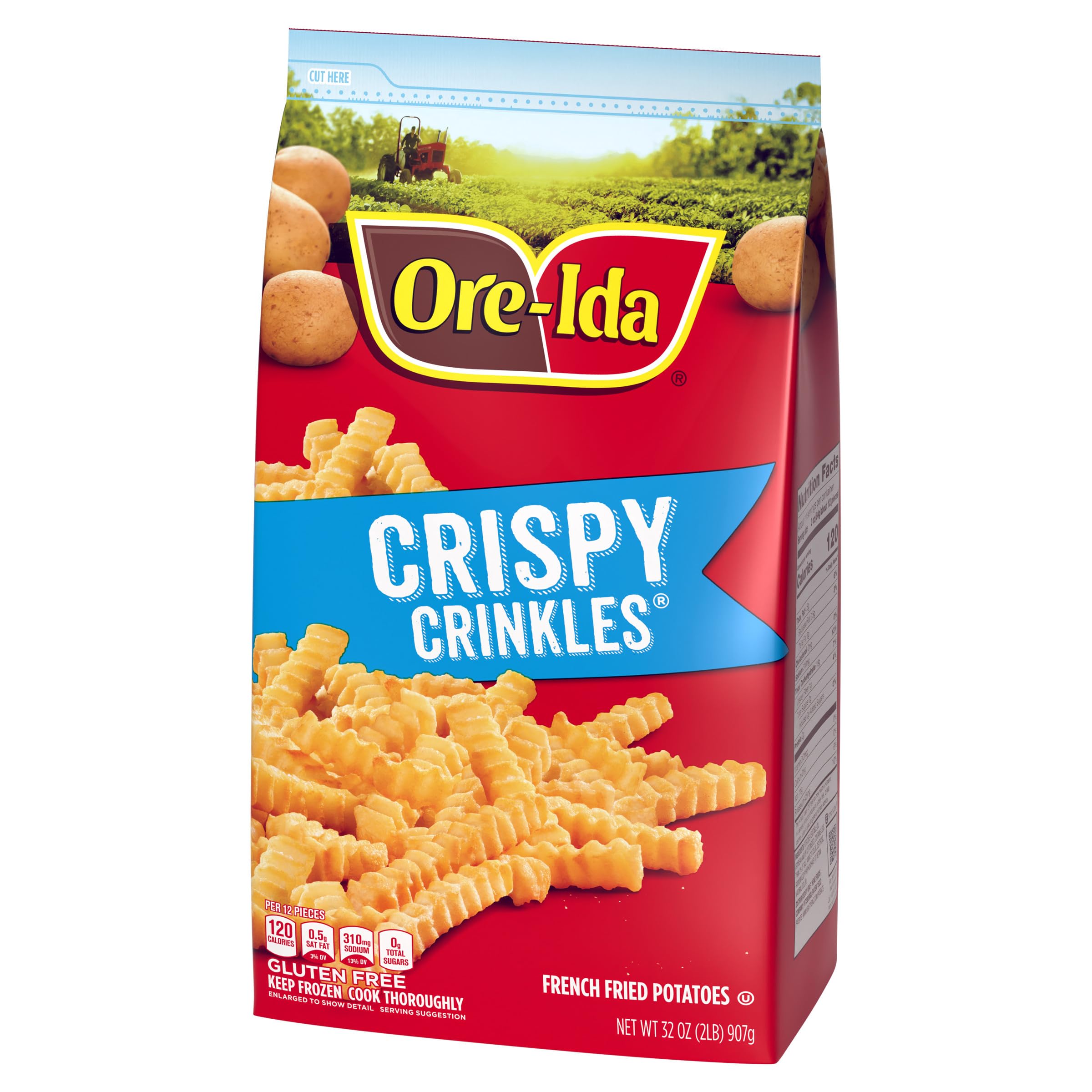 Ore-Ida Crispy Crinkles French Fried Potatoes - 32 oz Bag | Frozen Potato Snacks for Family Dinners, Parties & Quick Meals