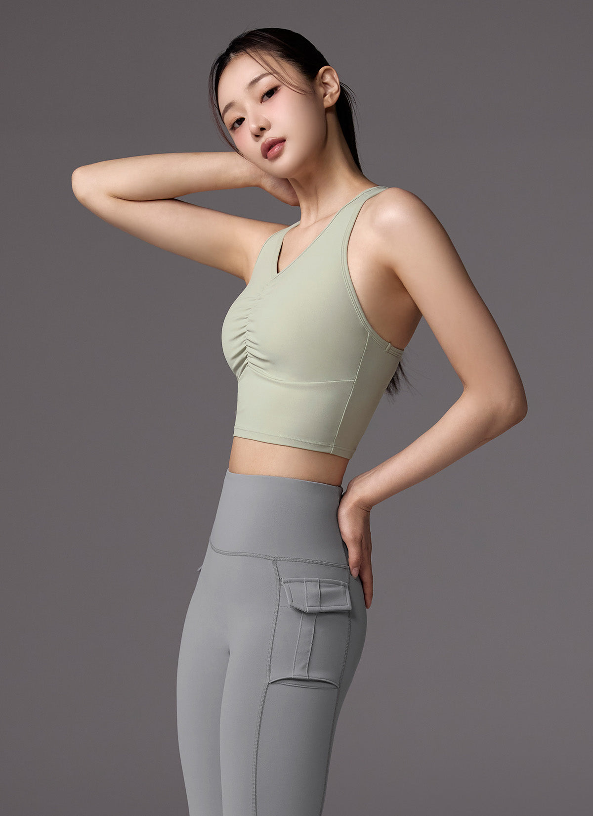 Black Label Signature Power Rise Shirring Crop Top - Women's Fashion Stretch Fit T-Shirt for Gym, Yoga & Casual Wear