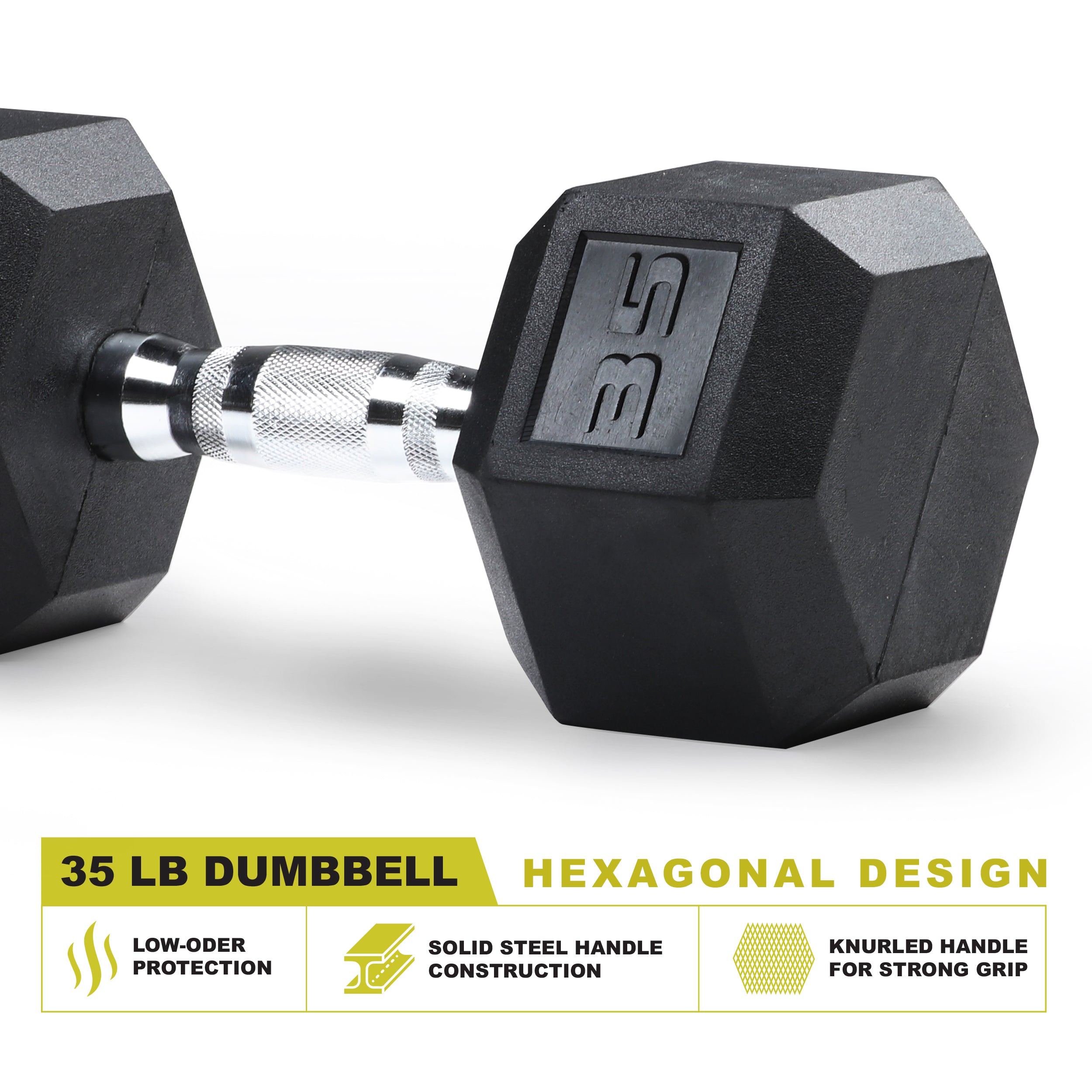 PRCTZ Rubber Encased Hex Dumbbell Set (Pair) - 5 to 40 lbs Weight Options for Home Gym, Strength Training & CrossFit Workouts | Non-Slip Grip & Durable Rubber Coating