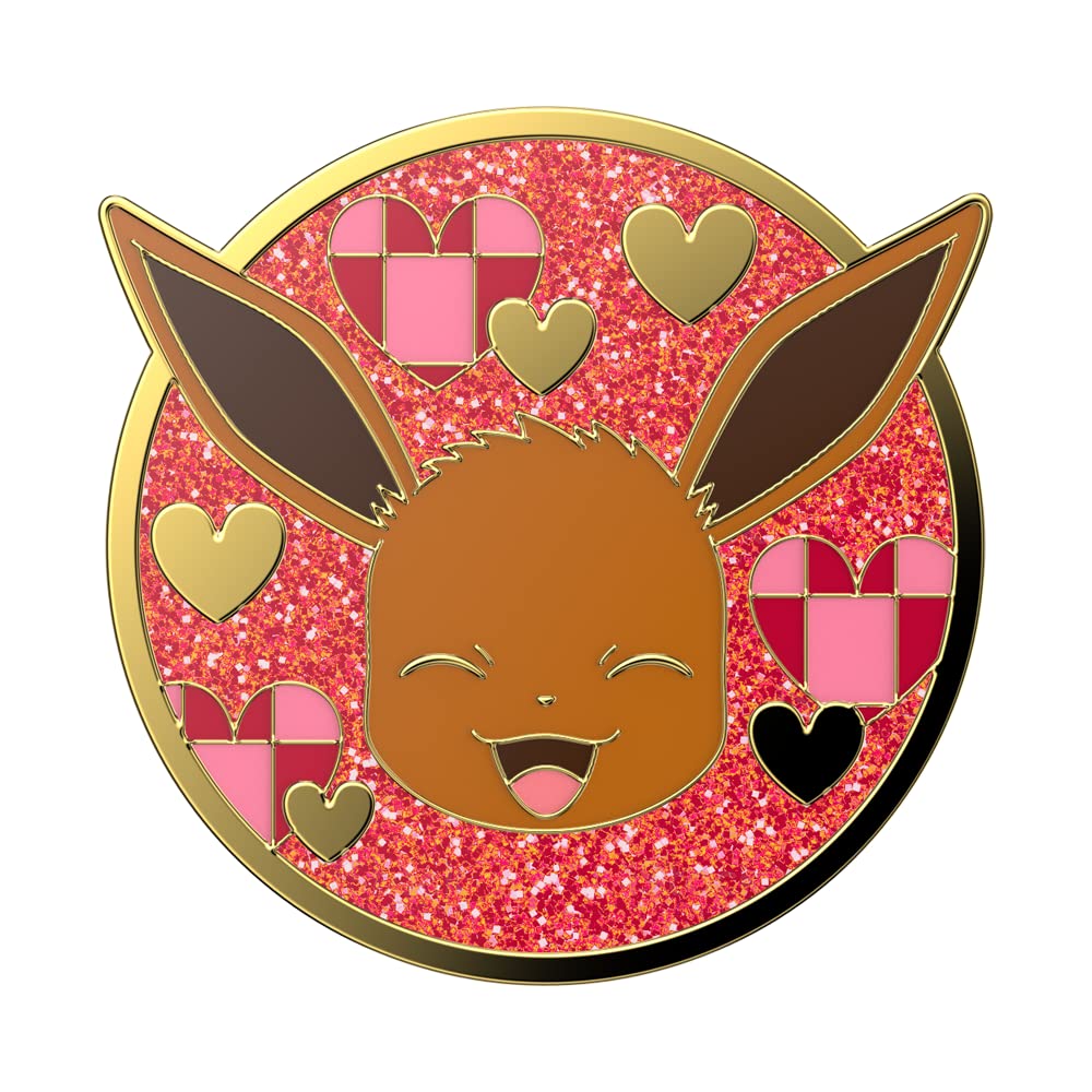 PopSockets PopGrip with Interchangeable Top - Pokémon Eevee XOXO Enamel Design - Phone & Tablet Stand, Grip Holder for iPhone, Samsung - Perfect for Gaming, Selfies, and Hands-Free Viewing