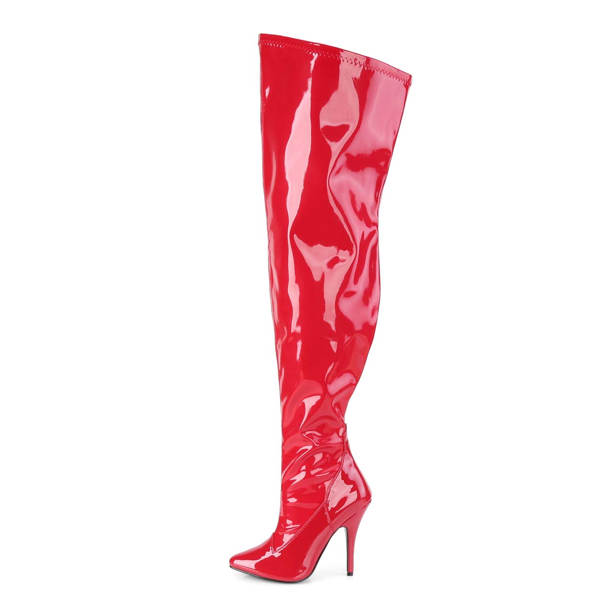 Pleaser Seduce-3000WC Red Thigh High Boots for Women - Sexy Stripper Heels for Nightclubs, Parties & Performances