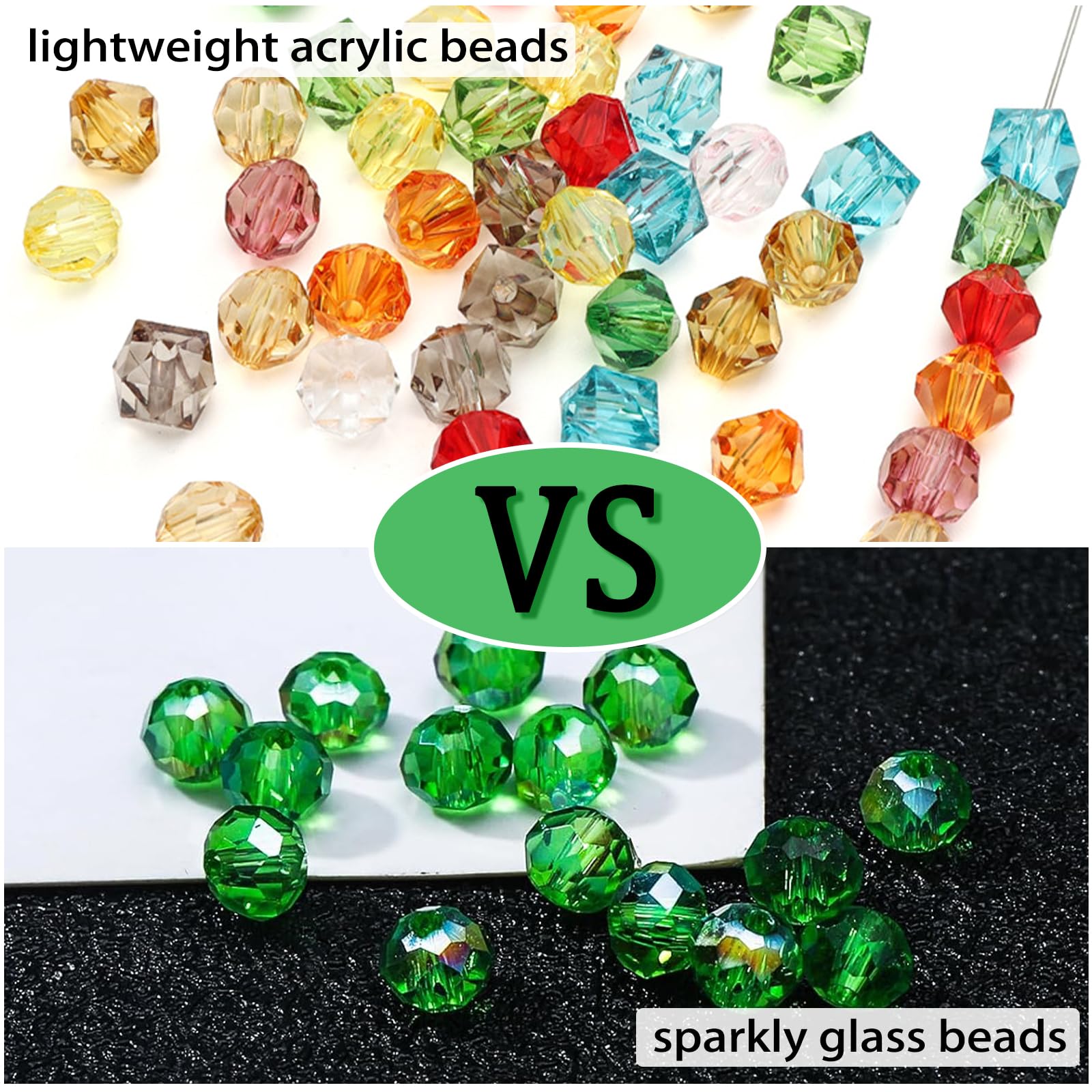 Xilitata 2400Pcs 4mm Glass Beads for Jewelry Making - Crystal Faceted Beads Kit for DIY Bracelets, Necklaces & Craft Projects | Perfect for Friendship Bracelets, Christmas Gifts & Rainbow Bead Crafts