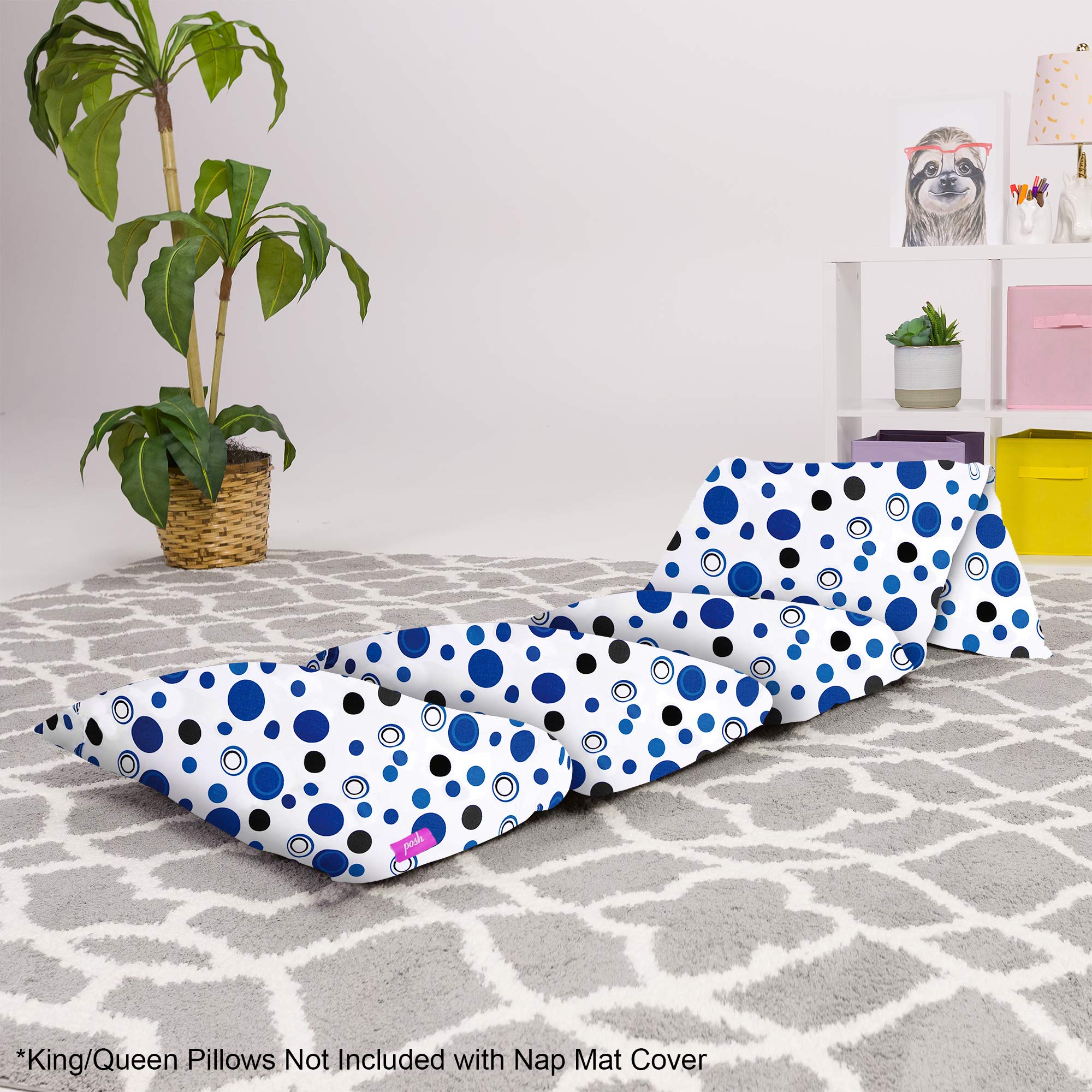 Premium Kids Floor Pillow Cover - Soft Canvas Cushion & Lounger Cover for Queen Size Pillows (Pillow Not Included) - Perfect Gift for Teen Girls - Bubbles Blue & White Design - Great for Reading Nooks, Playrooms & Sleepovers
