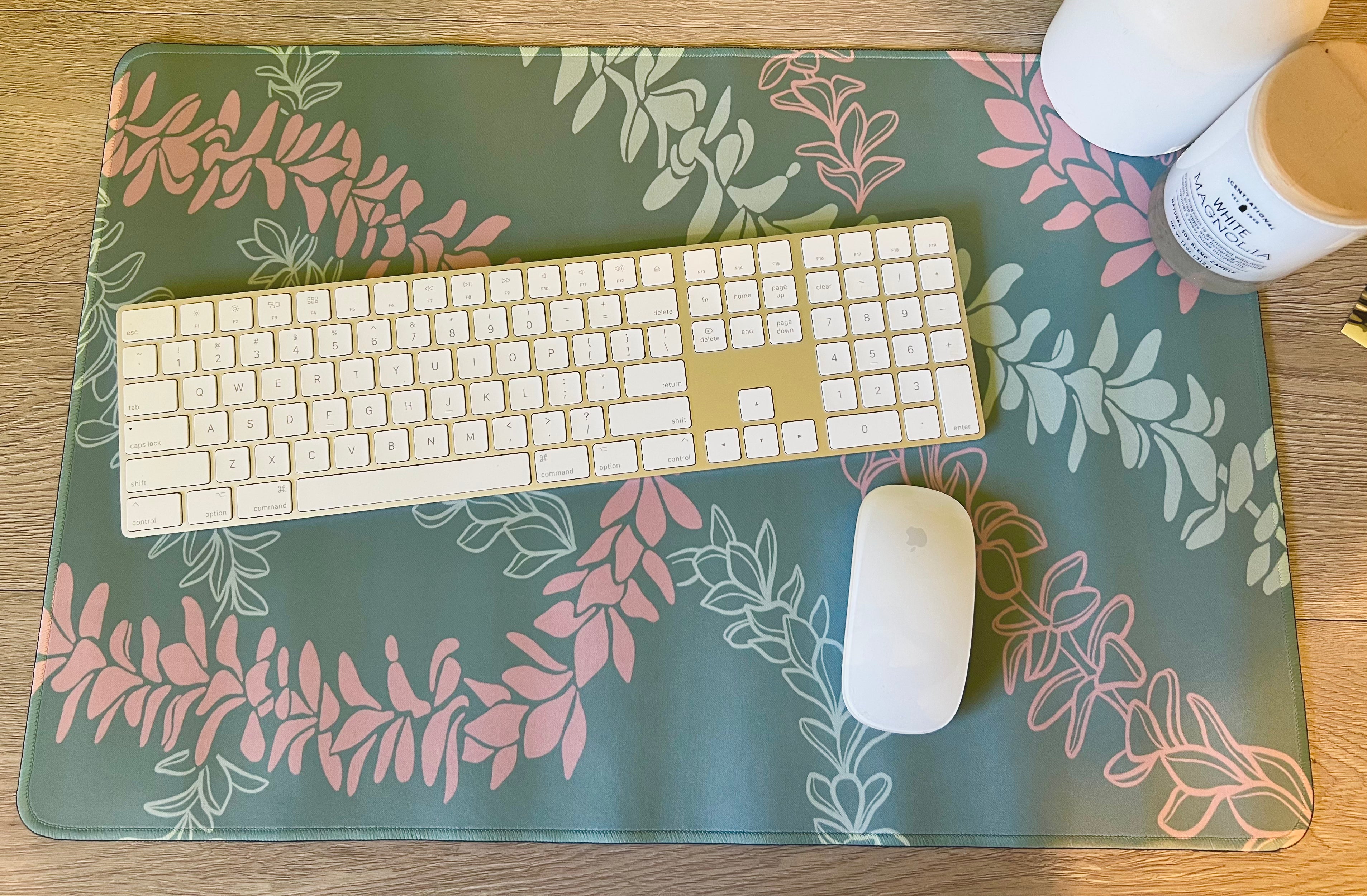Groovy Pua Melia Large Desk Mat - Non-Slip Mouse Pad & Keyboard Cover for Office, Gaming & Home Workspace