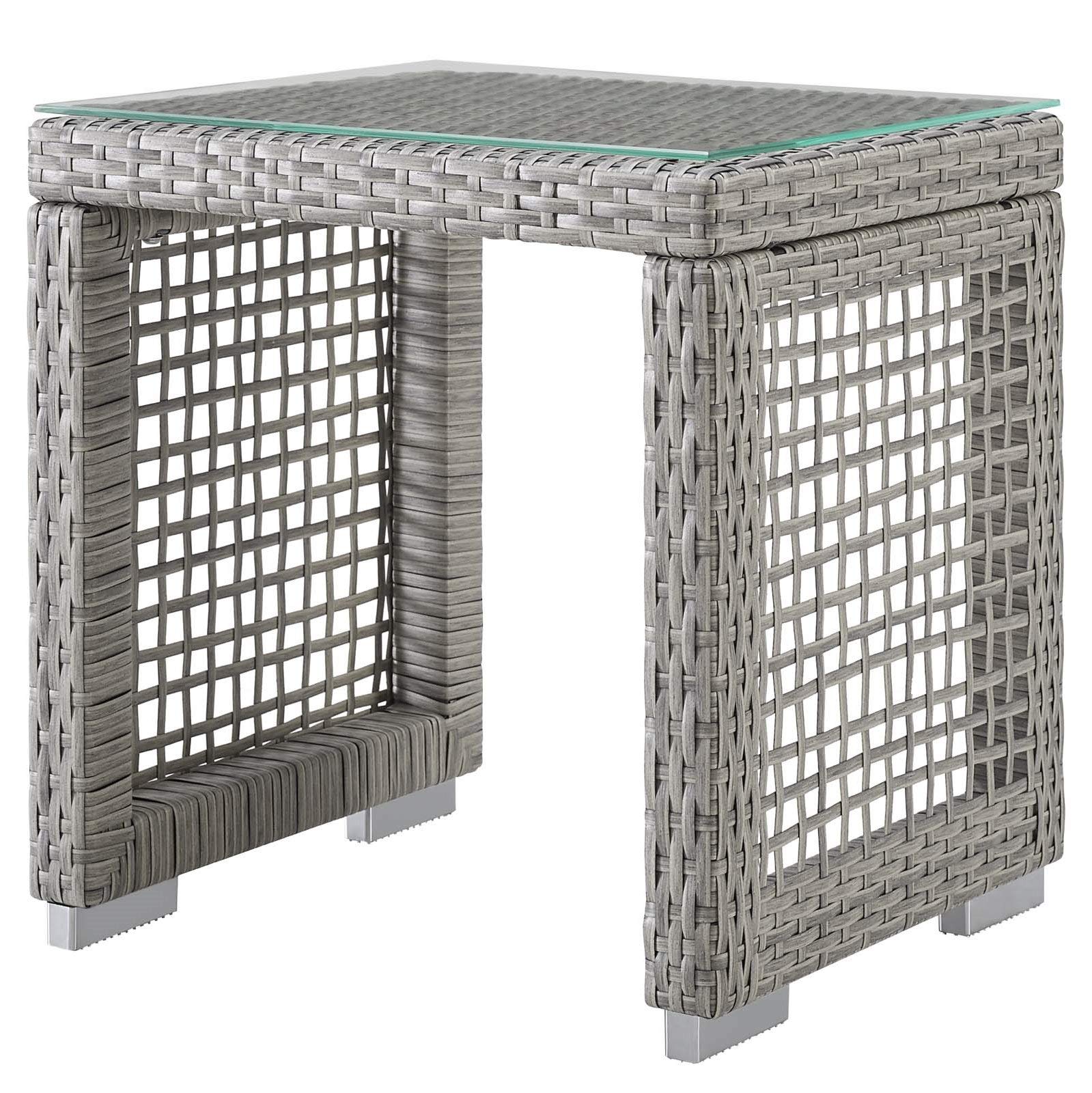 Modern Outdoor Patio Furniture Set - 3-Piece Rattan Wicker Sofa, Chair & Coffee Table in Gray, Navy Blue - Perfect for Backyard, Garden, Poolside & Patio Relaxation