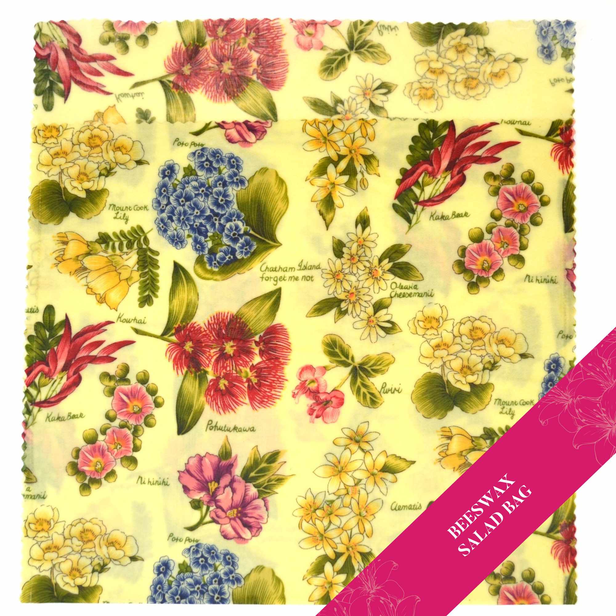 Eco-Friendly Beeswax Wraps - Flowers of Aotearoa Core Collection | Sustainable Food Storage for Lunch, Snacks & Leftovers | Reusable Alternative to Plastic Wrap