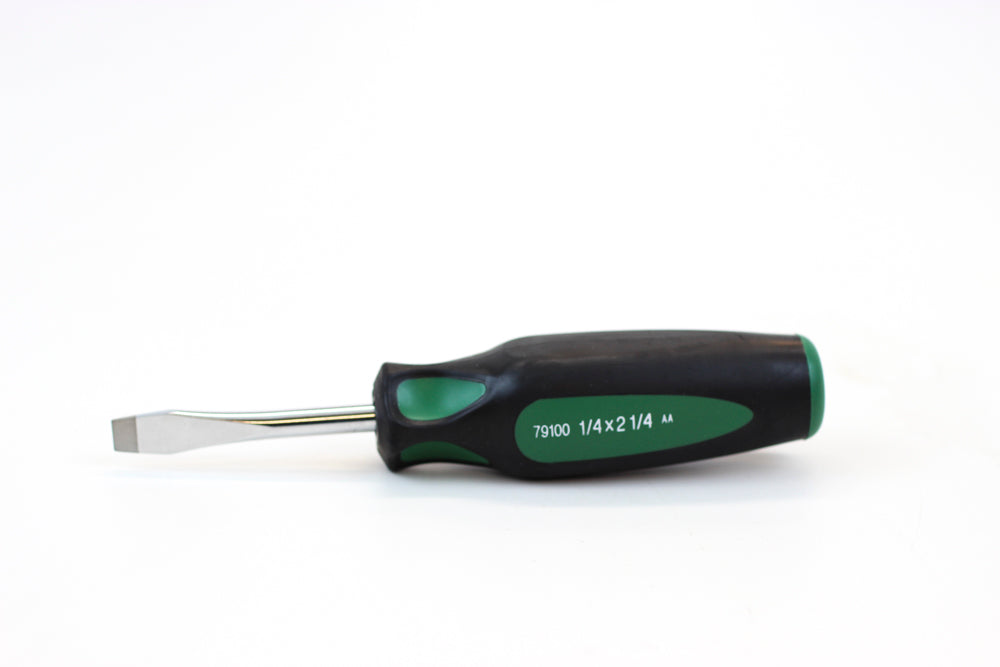 1/4 x 2 1/4 Keystone CushionGrip Slotted Screwdriver - Ergonomic Comfort Grip for Precision Work - Ideal for DIY, Home Repair & Electrical Projects