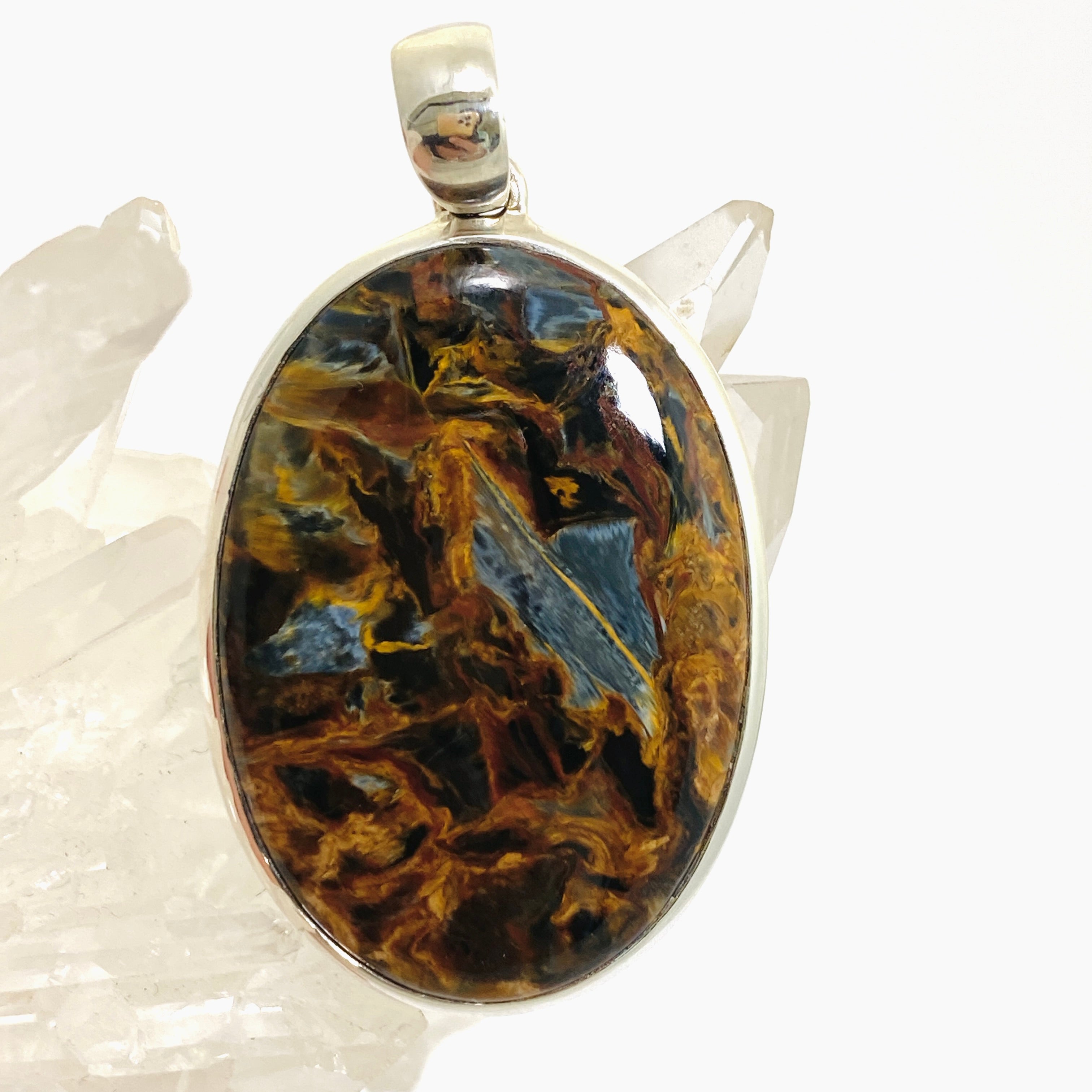 Natural Pietersite Oval Cabochon Pendant - Premium Gemstone Jewelry for Women - Elegant Necklace for Everyday Wear & Special Occasions
