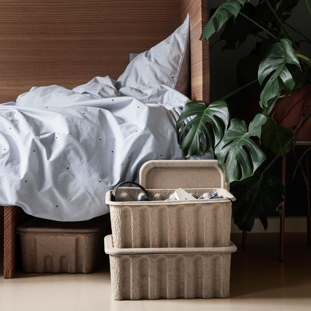 FERM LIVING Paper Pulp Storage Box Set of 2 - Large Eco-Friendly Organizer for Home Office, Nursery & Closet Organization | Perfect for Toys, Books & Wardrobe Storage