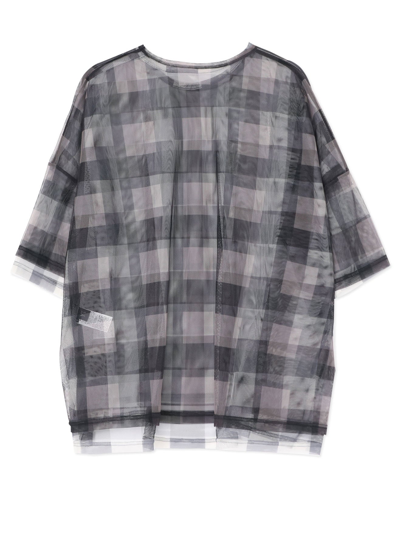 Double Layer Plaid Print Tulle Oversized T-Shirt - Stylish & Comfortable for Casual Wear, Outings & Layering