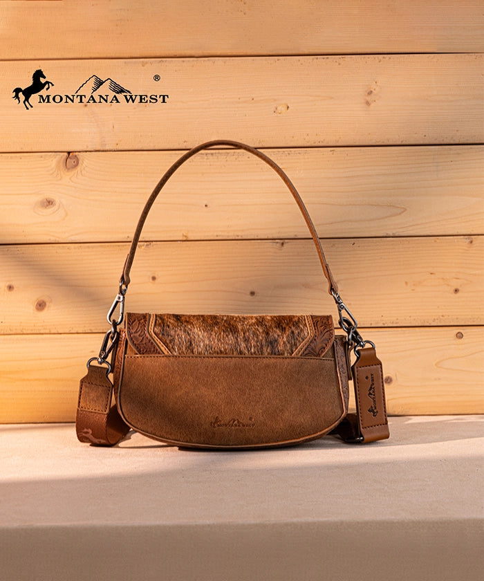 Montana West Genuine Hair On Cowhide Leather Shoulder Bag for Women - Stylish Western Crossbody Purse for Rodeo, Country Music Festivals & Outdoor Adventures