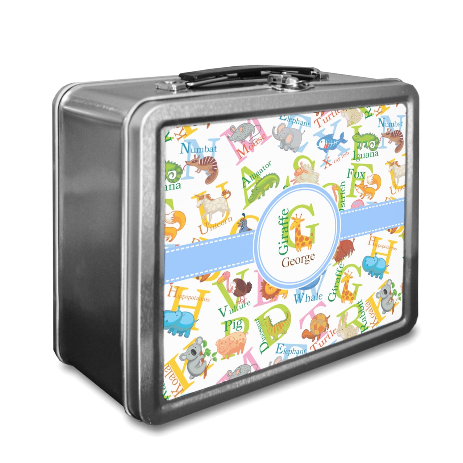 Personalized Animal Alphabet Lunch Box for Kids - Custom Name Insulated Lunch Bag for School, Picnic & Travel - Cute Durable Eco-Friendly Lunchbox for Boys & Girls