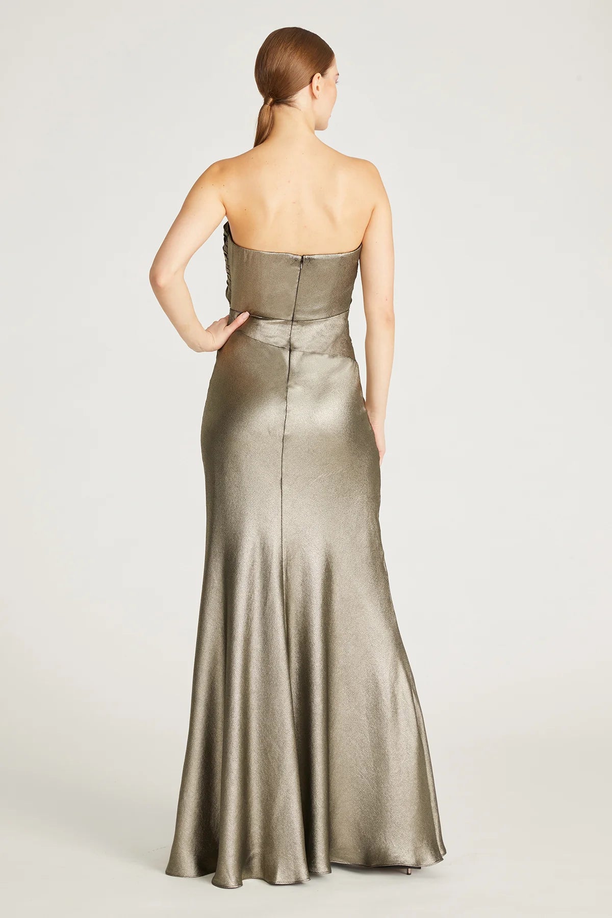 Elegant Farren Strapless Draped Gown in Pewter - Perfect for Evening Galas, Prom Nights & Formal Events