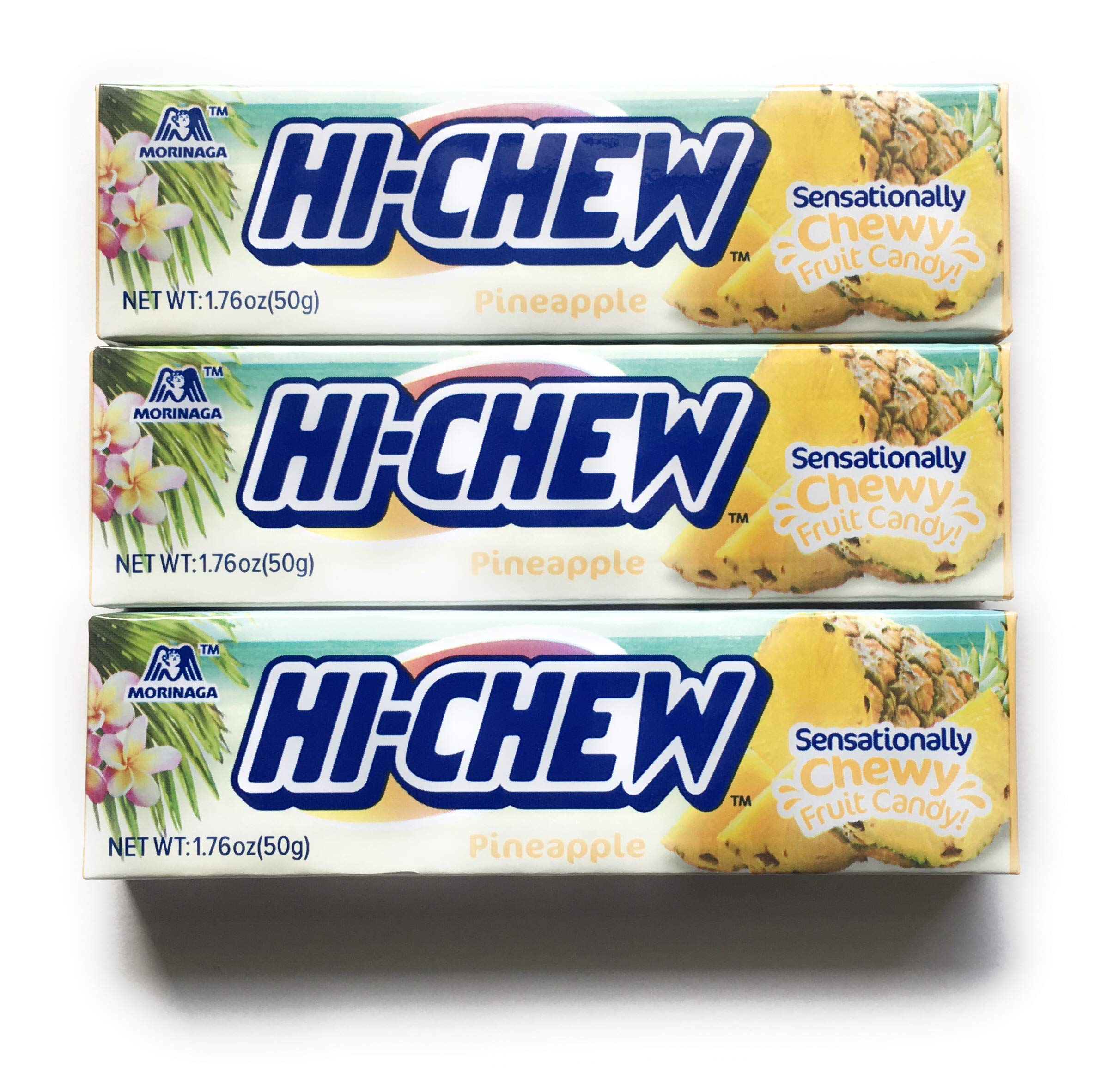 Morinaga Hi-Chew Pineapple Fruit Chewy Candy - 3 Pack | Tropical Flavor Japanese Soft Candy | Perfect for Snacking, Lunchboxes & On-the-Go Treats