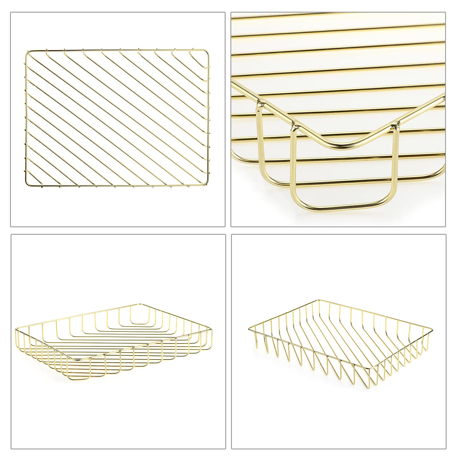 BTSKY Multipurpose A4 File Tray Organizer - Elegant Wire Desk Document Holder for Letter Size Papers, Magazines & Office Supplies - Perfect for Office, Home, Bathroom & Cosmetics Storage (Gold)