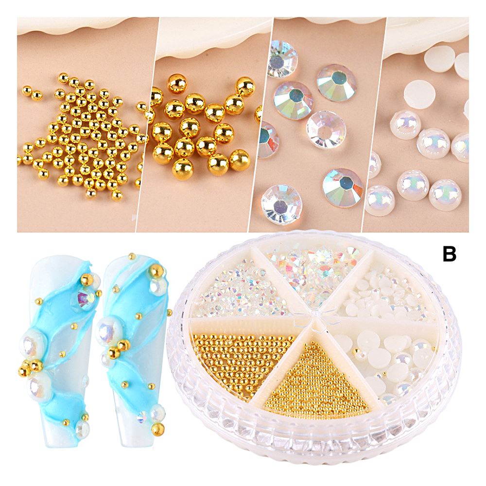 Rhinestone Pearl & Bead Nail Art Decoration Wheels - DIY Manicure Accessories for Nail Salon, Party, Wedding & Special Occasions