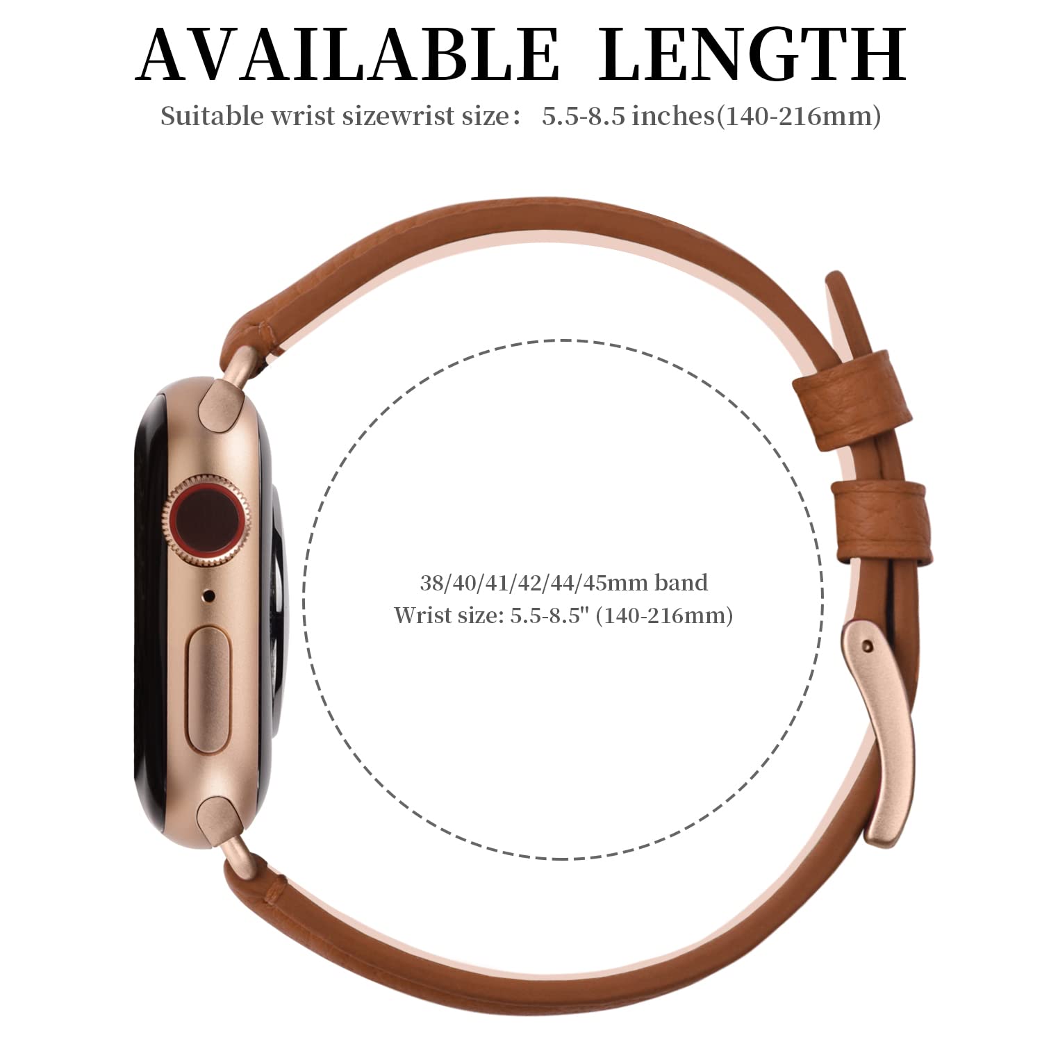 Fullmosa Genuine Leather Apple Watch Bands Compatible with Series 9/8/7/6/5/4/3/2/1/SE/Ultra 2 (38mm 40mm 41mm 42mm 44mm 45mm 49mm) - Stylish iWatch Strap with Protective Case for Women - Perfect for Work, Dating & Formal Occasions