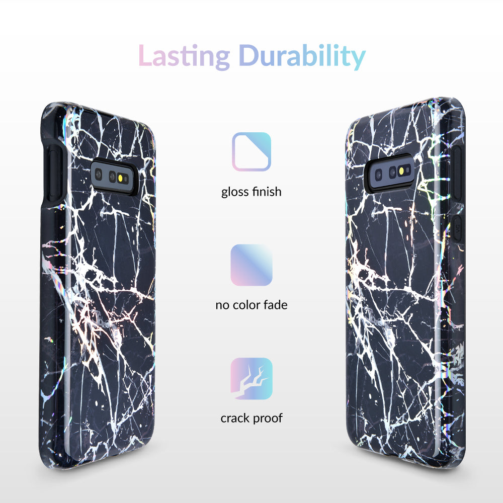 Holo Black Marble Samsung Galaxy Phone Case - Protective Slim Fit Cover for Galaxy S21/S22/S23 - Stylish & Durable for Everyday Use