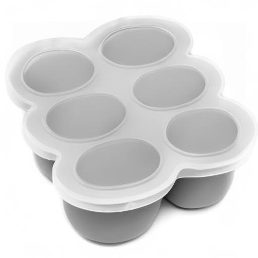 WeeSprout Silicone Freezer Tray with Clip-On Lid - 6 Section 3oz Baby Food Storage Container for Homemade Purees, Breast Milk, Vegetables & Fruits (Bright Grey) | Perfect for Meal Prep, Baby Led Weaning & Breastmilk Storage