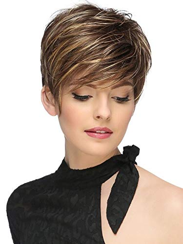Short Synthetic Wigs with Bangs for Black Women - Mixed Brown Hairstyles | Heat Resistant & Natural Look | Perfect for Cosplay, Daily Wear & Special Occasions (NAS-7266)
