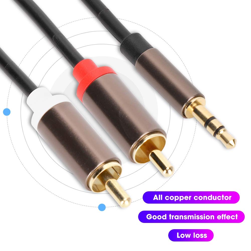 High-Quality 2-in-1 Speaker Cable & Subwoofer Audio Line - 2 Meters for Computer, Home Theater & Gaming Sound Systems | Durable Copper Core for Crystal Clear Audio