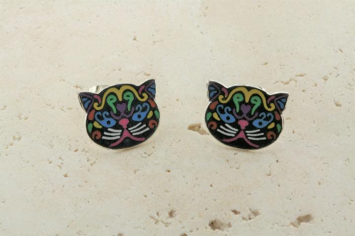 Colorful Enamel Cat Stud Earrings - Stylish & Dainty Jewelry for Women, Perfect for Casual Wear, Parties & Gifts