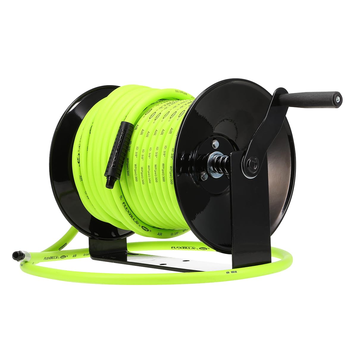 Flexzilla 3/8 in. x 50 ft. Heavy Duty Lightweight Hybrid Air Hose Reel with Manual Open Face - ZillaGreen L8652FZ | Ideal for Workshops, Garages & Industrial Air Tool Applications