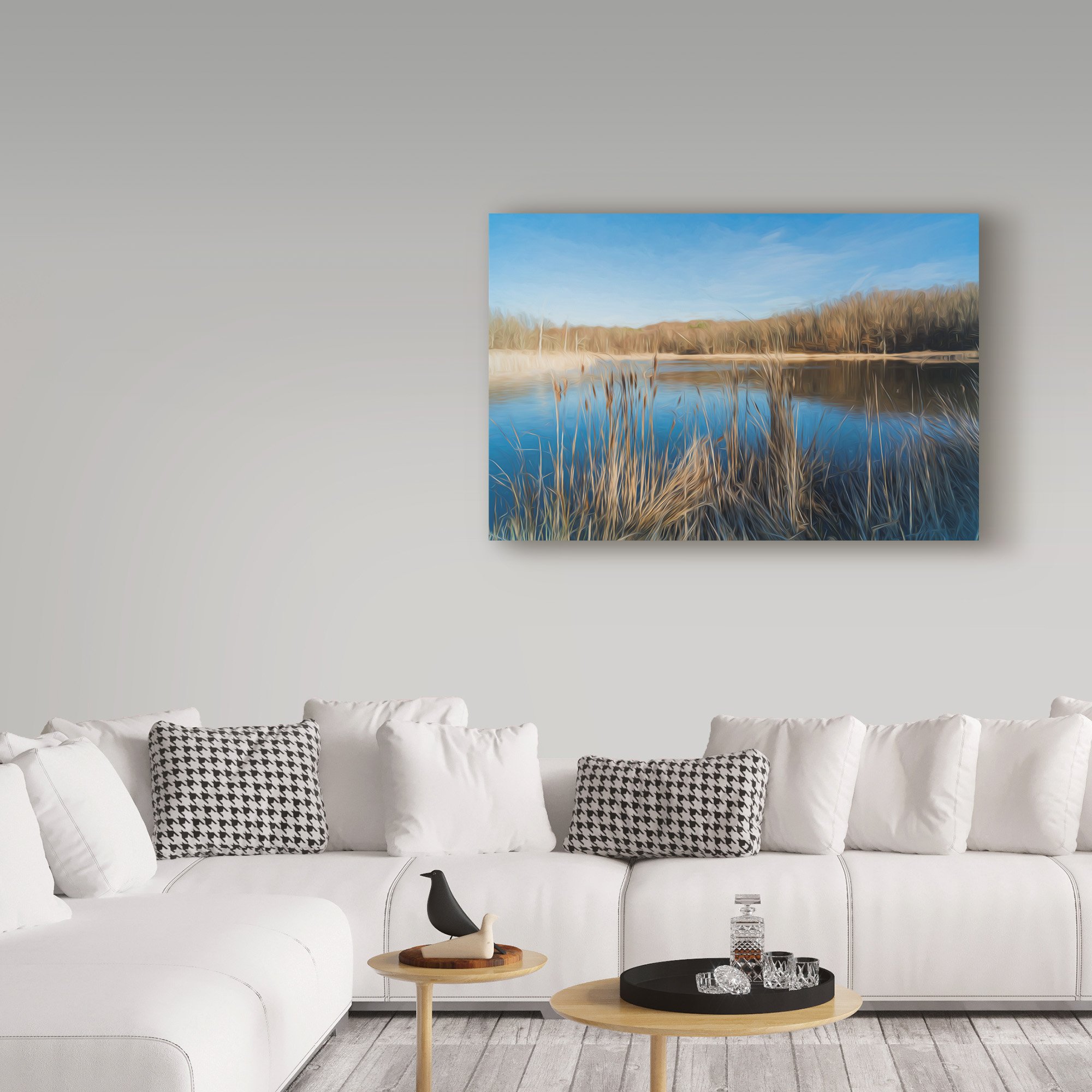 Anthony Paladino Cattails Along Pond Early Spring Landscape Art Print - 30x47 Inch Wall Decor for Living Room, Bedroom & Office