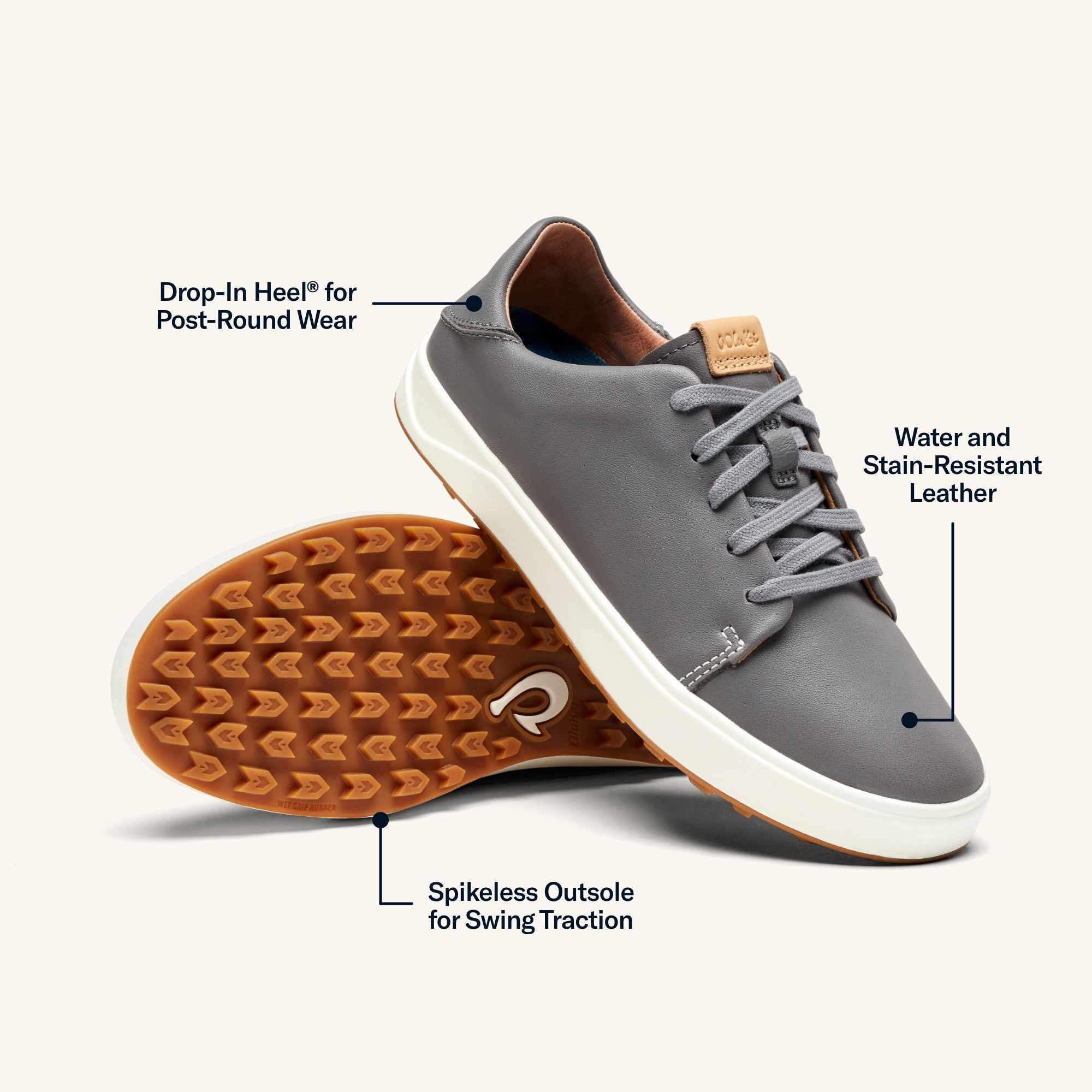 Wailea Women's Leather Golf Shoes - Comfortable & Durable Stone Color for Outdoor Sports & Casual Wear