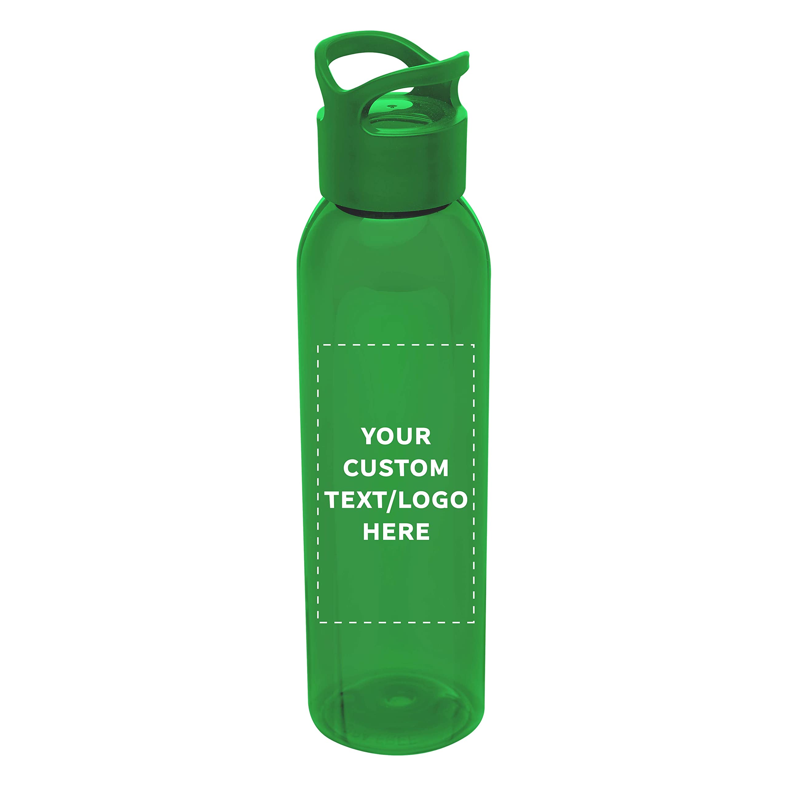 Custom 22oz Tritan Plastic Water Bottles - Bulk Pack of 50 - Personalized with Text/Logo - Reusable Gym & Sports Water Bottle - Lime Green - Perfect for Team Sports, Corporate Gifts & Fitness Enthusiasts