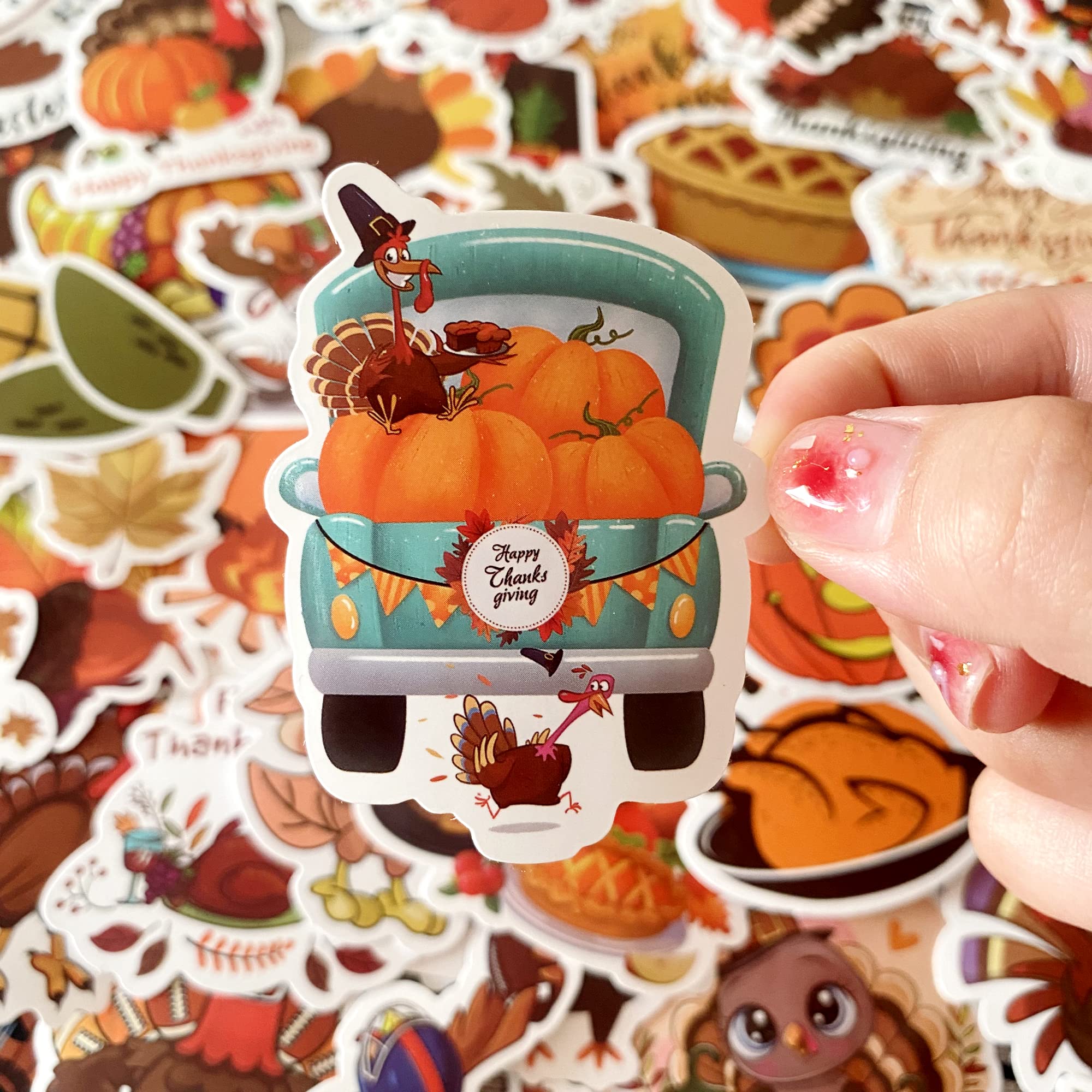 200 Pcs Thanksgiving Stickers - Cute Fall Holiday Vinyl Decals for Water Bottles, Envelopes, Scrapbooking & DIY Crafts - Funny Autumn Stickers for Kids, Teens & Adults - Perfect for Thanksgiving Decorations, Party Favors & Seasonal Gift Wrapping