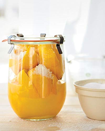 35.9 fl. oz (1 Liter) Weck Tulip Jars - Glass Sourdough Starter Jars with Wooden & Glass Lids - Perfect for Baking, Canning, Food Storage & Home Organization - Ideal for Sourdough Bread, Fermenting, Pickling & Pantry Storage