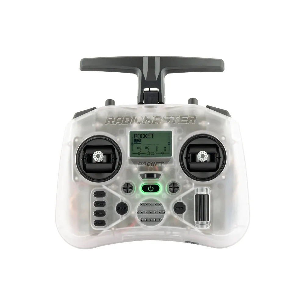 RadioMaster Pocket 2.4GHz 16CH ELRS/CC2500 Hall Gimbals FPV Racing Drone Controller with EdgeTX System & LED Lights - Perfect for FPV Racing, Freestyle Flying, and DIY Drone Projects