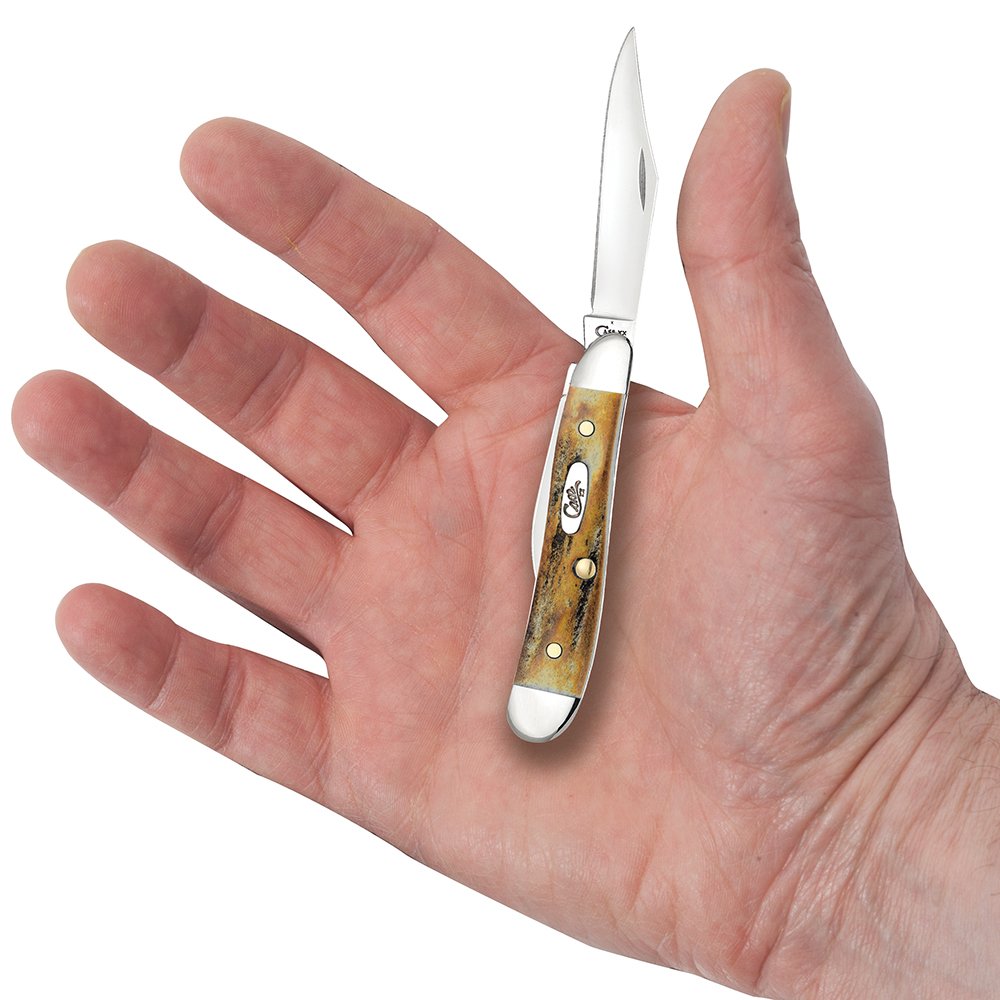 Case Cutlery Peanut Stag Pocket Knife - Classic Folding Knife with Stag Handle for EDC, Outdoor & Everyday Use