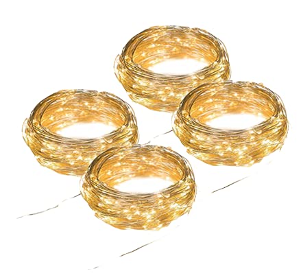 Waterproof Copper Wire Fairy Lights with Timer - 6.6ft 20 LED Battery Operated Twinkle String Lights for Mason Jars, Weddings, Christmas Trees, Outdoor Decor (Set of 4) | Perfect for Home, Garden, Party, and Holiday Decorations
