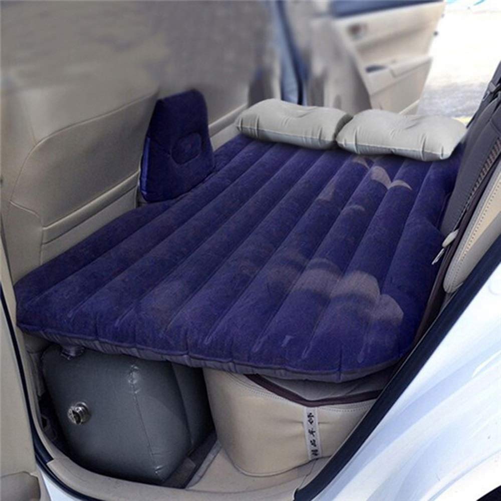 Blue Inflatable Car Air Mattress Bed - Oxford Travel Back Seat Cover for Camping, Road Trips, and Family Vacations