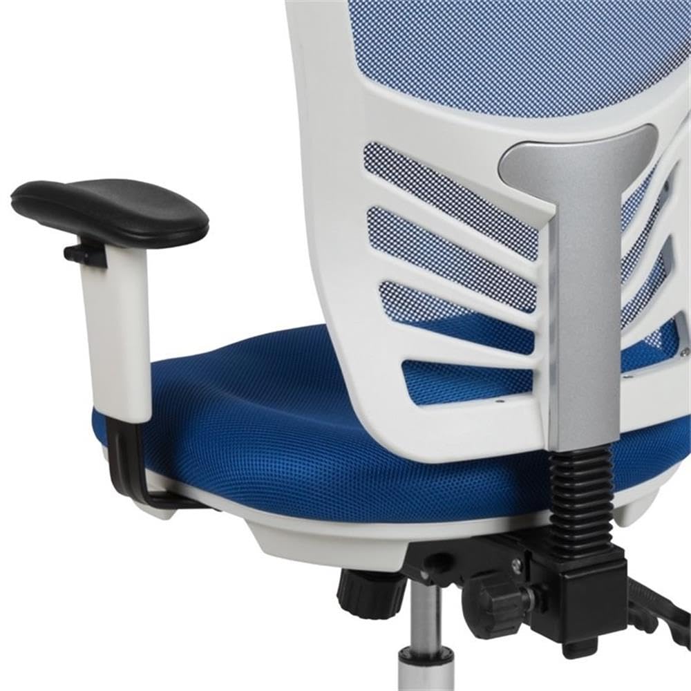 UrbanPro Mid Back Executive Mesh Office Swivel Chair - Ergonomic Desk Chair with Breathable Mesh Back & Adjustable Height, Blue & White - Perfect for Home Office, Conference Rooms & Workspaces