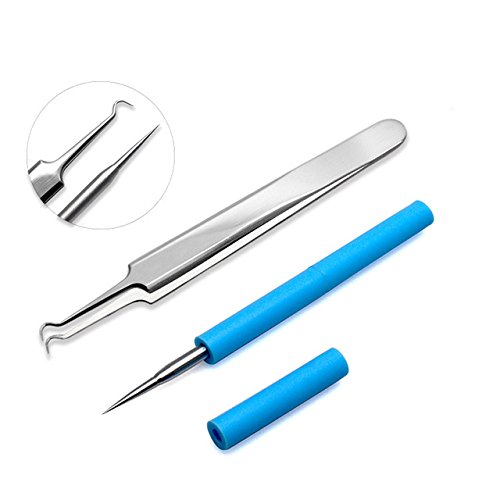 Professional Stainless Steel Blackhead & Pimple Extractor Tool - Acne Blemish Remover Needle for Facial Skin Care - Perfect for Home Spa & Dermatologist Use (Blue)
