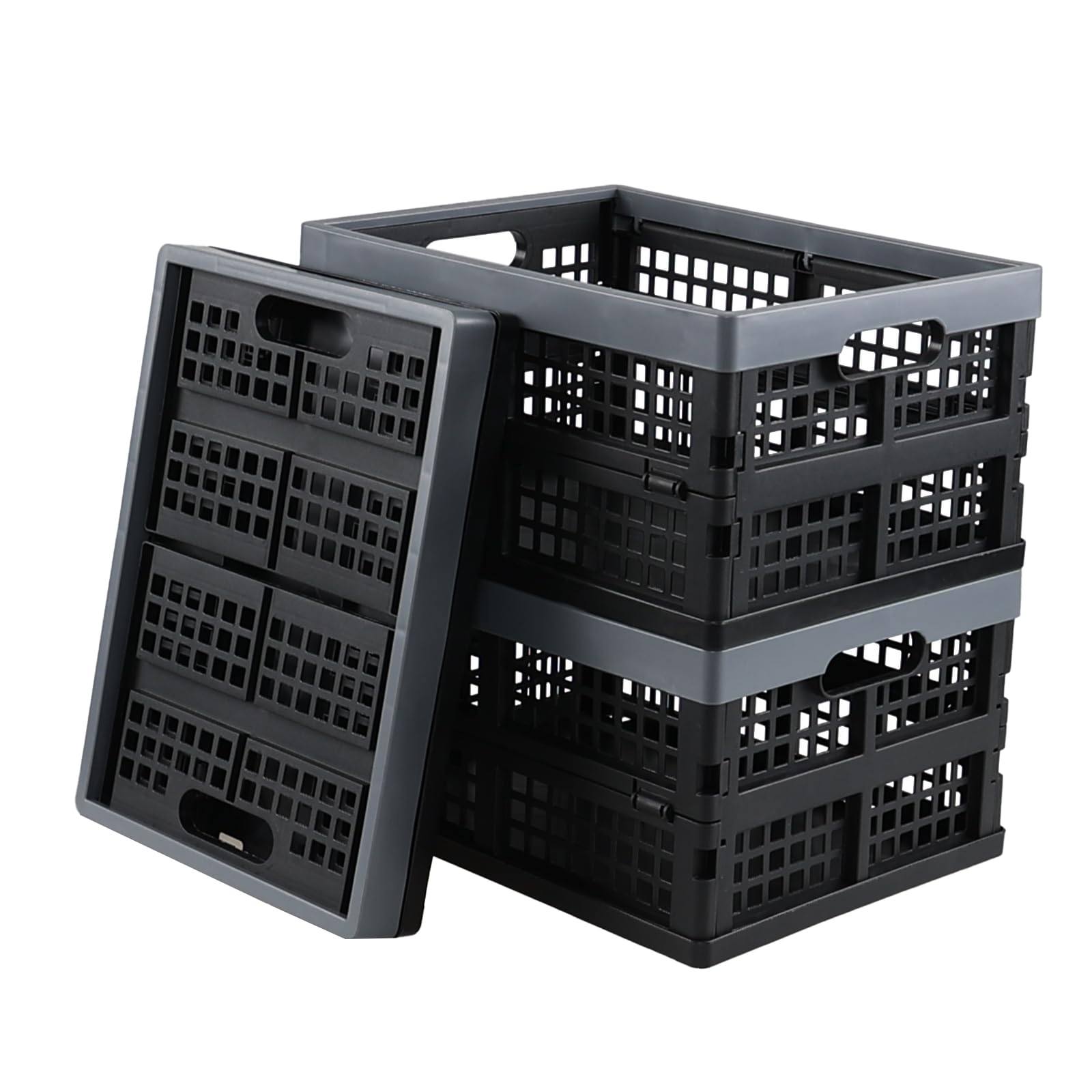 Anbers 3-Pack 16 Quart Foldable Plastic Storage Crates - Small Collapsible Bins for Home Organization | Perfect for Pantry, Closet, Laundry Room & Toy Storage