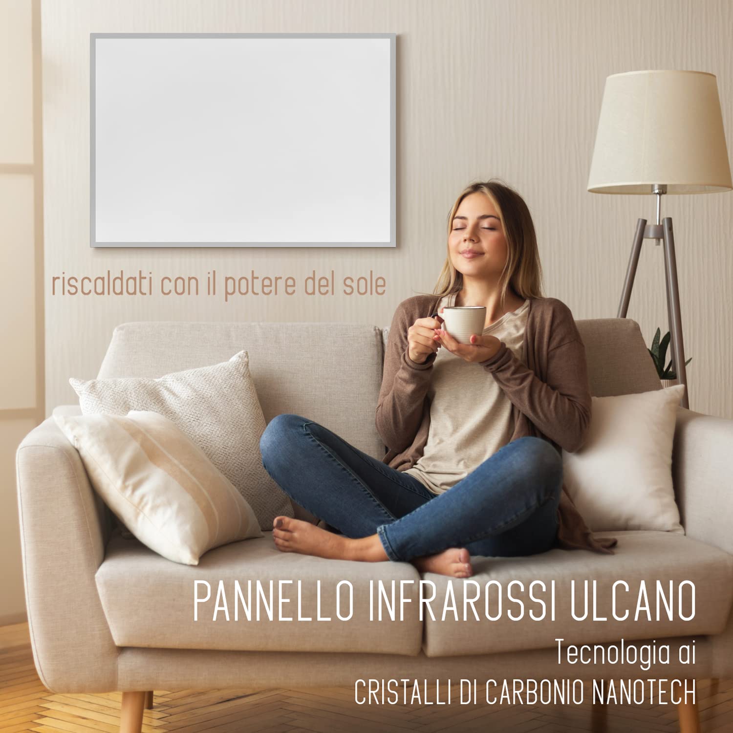 ULCANO Carbon Crystal Infrared Heating Panel 600W 100x60cm, Energy Efficient Aluminum Radiator with Thermostat & WiFi App Control - Perfect for Home, Office, and Bedroom Heating