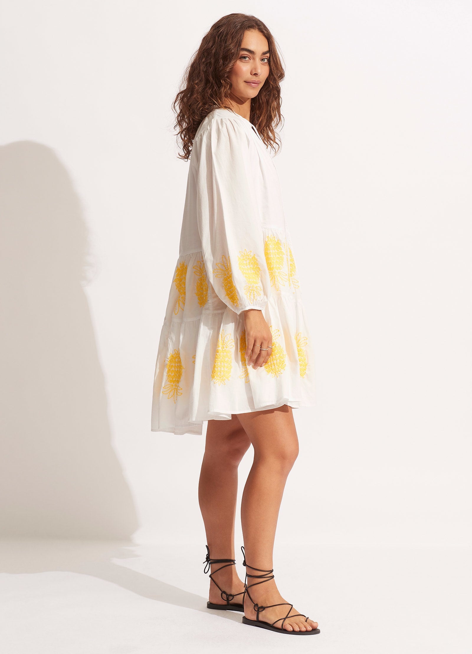 Corsica White Embroidery Tiered Dress - Elegant Summer Outfit for Weddings & Parties