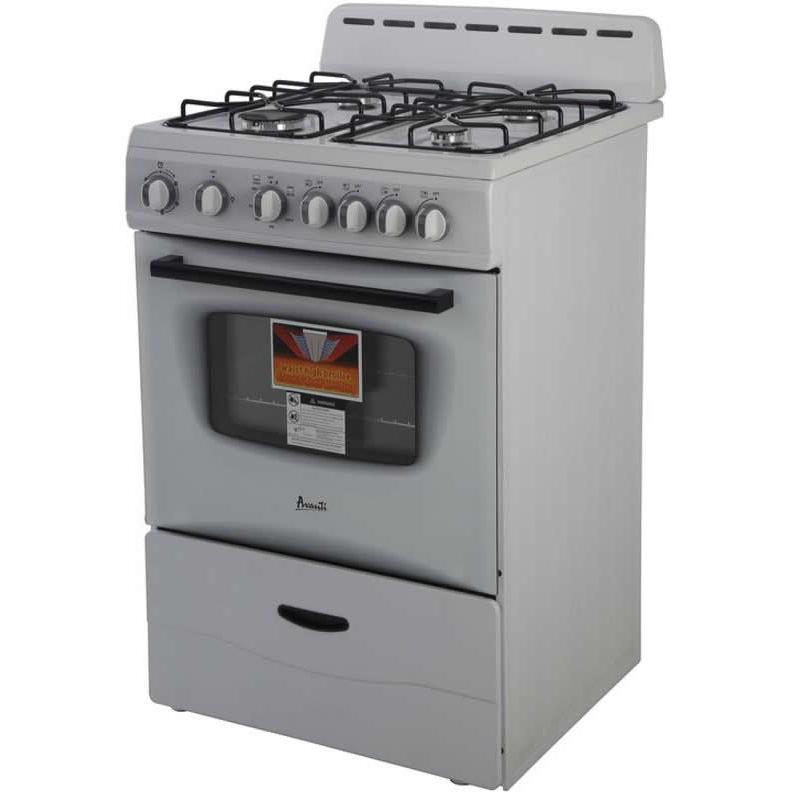 Avanti 24 Inch Freestanding Gas Range GR2414CW - Stainless Steel, 4 Burners, Oven & Broiler - Perfect for Home Kitchen, Apartment, RV Cooking