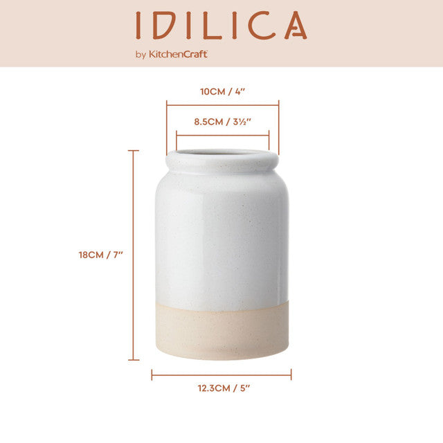 Idilica Stoneware Utensil Holder - Cream Kitchen Organizer for Spoons, Forks & Cooking Tools - Perfect for Countertop Storage & Home Decor