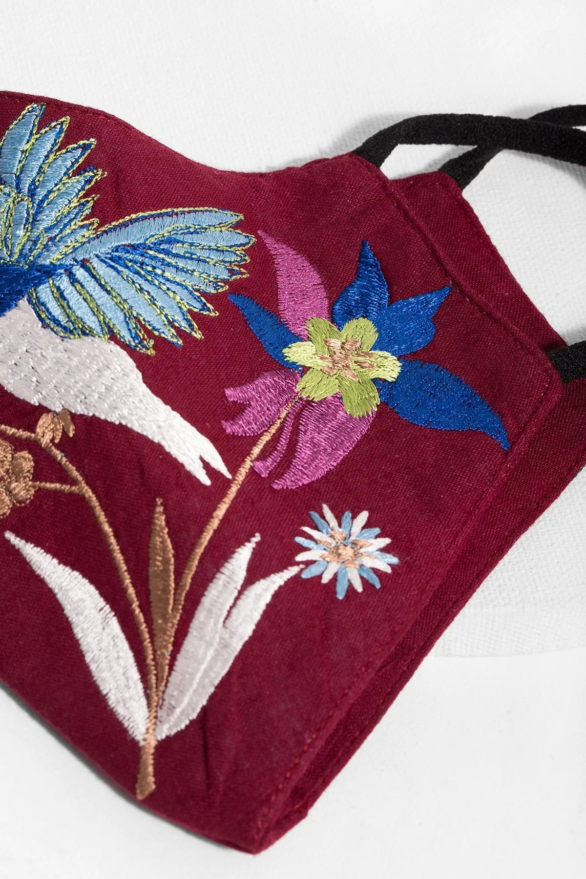 Hummingbird Embroidered Face Mask - Reusable Washable Cotton Fabric with Adjustable Ear Loops for Women & Men - Perfect for Outdoor Activities, Travel, and Daily Protection
