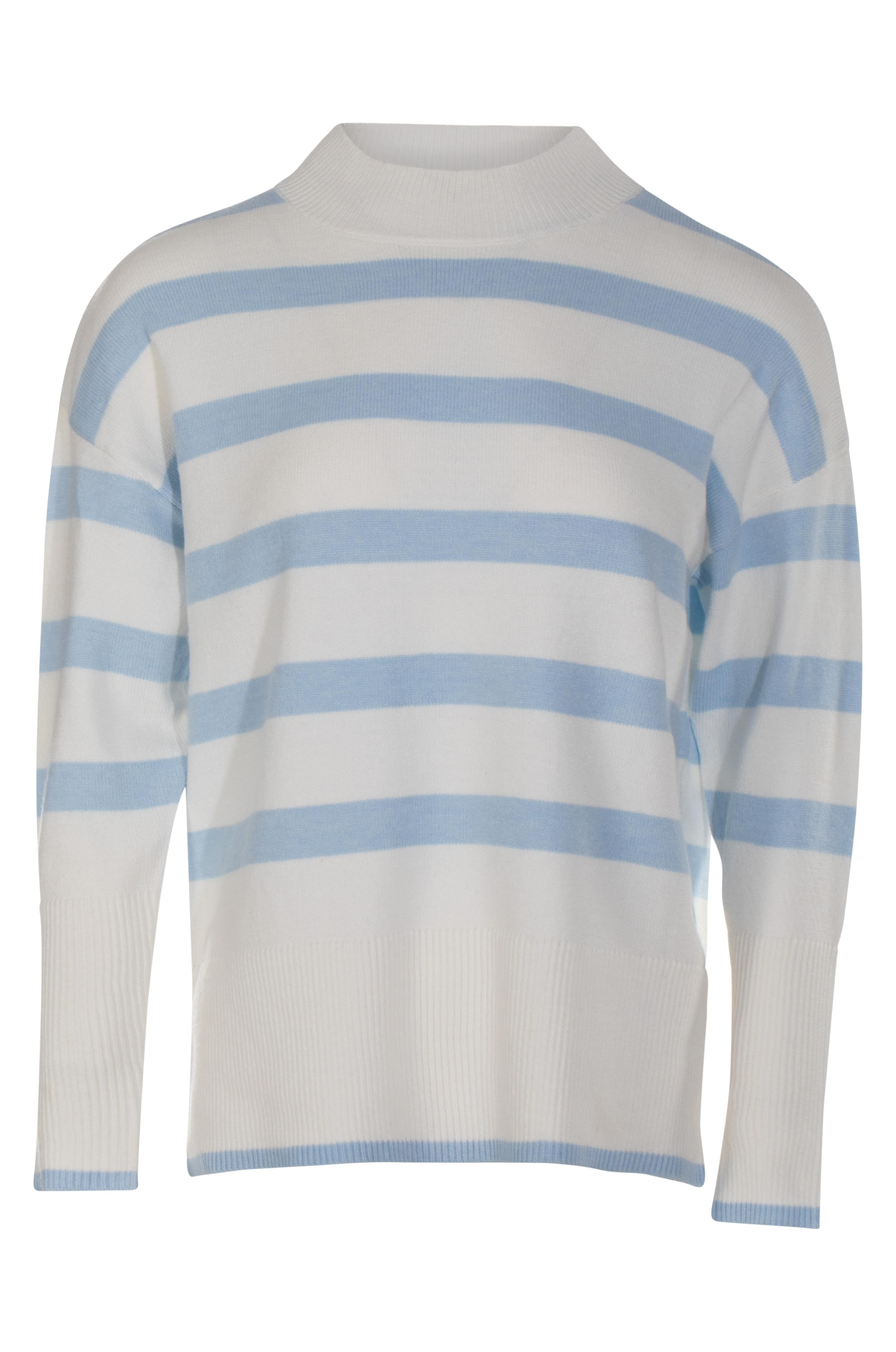 Premium Striped Knit Jersey Sweater | Ivory & Sky Blue | Soft & Comfortable | Casual Wear & Layering for Fall & Winter