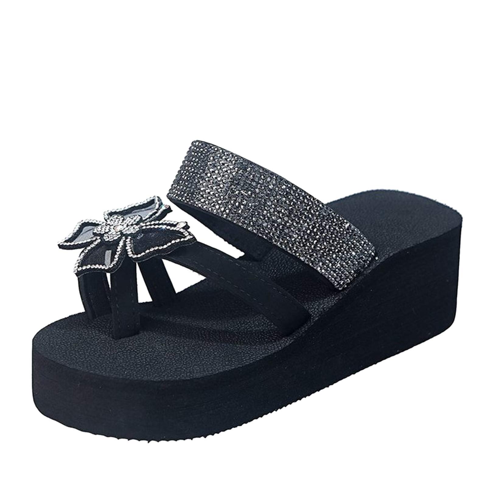 Women's Boho Pearl Wedge Sandals - Casual Beach Shoes & Slippers for Women | Comfortable Flat Summer Footwear for Walking, Travel & Outdoor Activities
