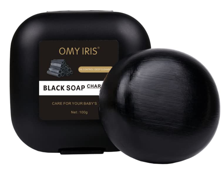Organic Black Soap with Shea Butter - Handmade Anti-Acne Face & Body Cleanser - Moisturizing Skincare Treatment for Clear Skin - 100g Bath Bar for Acne-Prone & Sensitive Skin - Perfect for Daily Shower & Travel