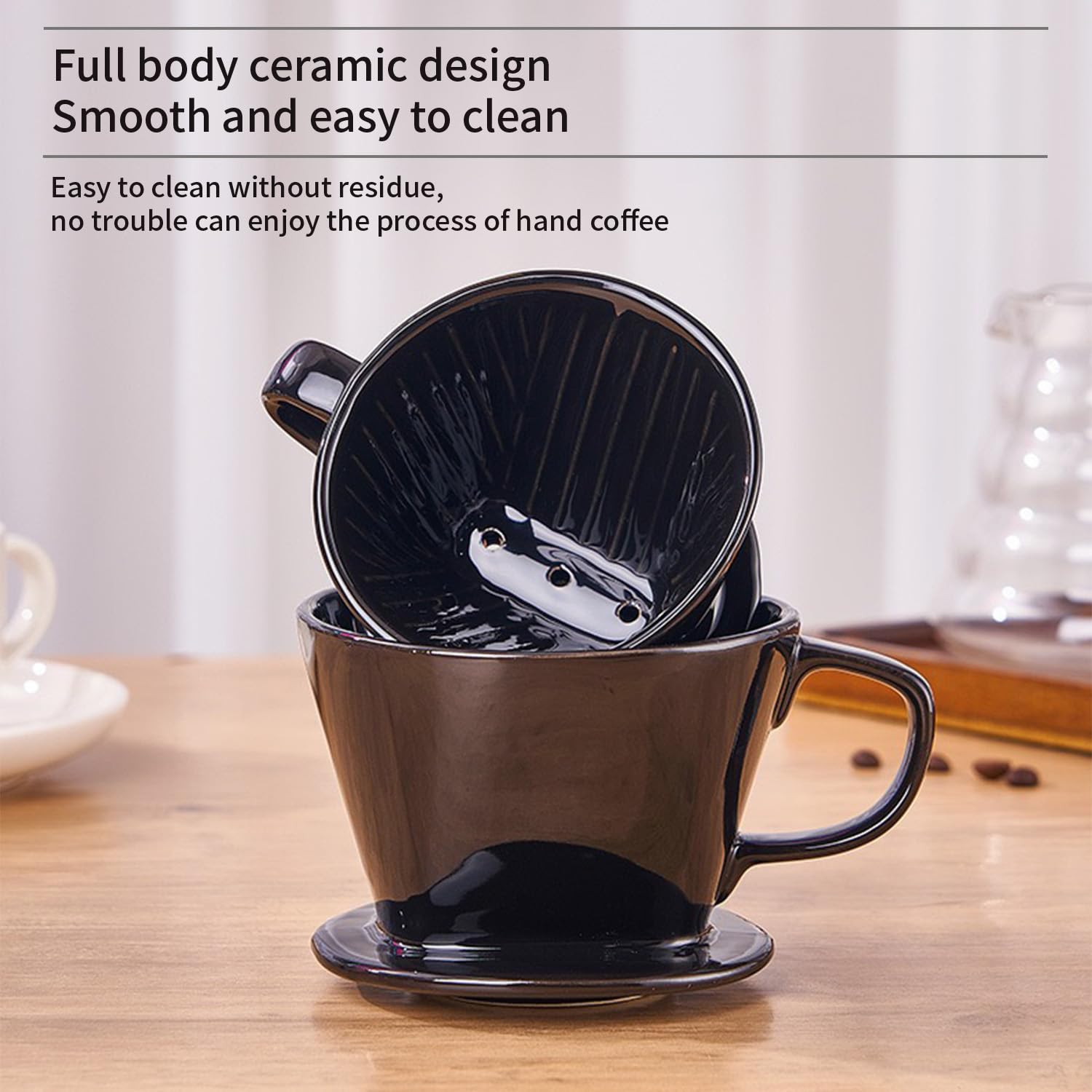 Premium Porcelain Pour Over Coffee Maker - Manual Non-Electric Slow Brew Dripper for Single Cup (2-4 Cups) - Perfect for Home, Office & Camping Coffee Lovers - White Medium Size Coffee Gift Set