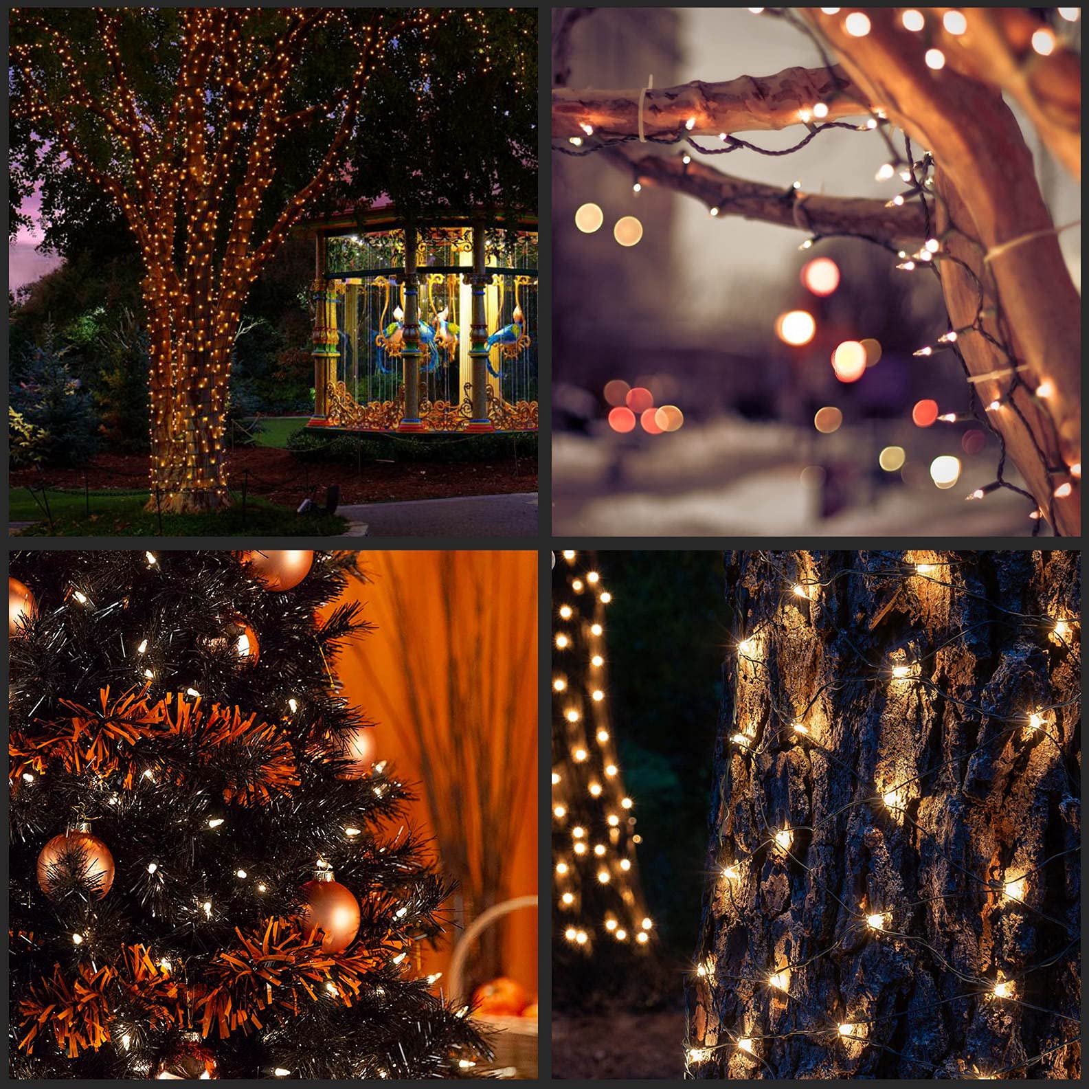 YULETIME 200-Count Clear Christmas Lights with Black Wire - 66 Feet UL Certified String Lights (Pack of 2 Sets) for Indoor & Outdoor Holiday Decorations, Tree Trimming, and Festive Home Lighting