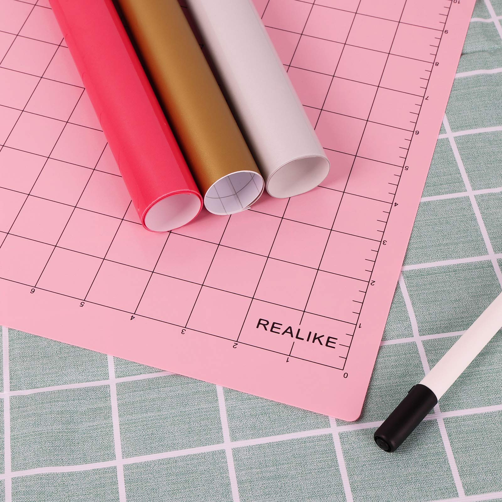 REALIKE 12x12 Inch FabricGrip Cutting Mat - 3 Pack Replacement Sticky Mats for Cricut Maker 3, Maker, Explore 3, Air 2, Air & One - Perfect for Fabric Cutting, Vinyl Projects & DIY Crafts